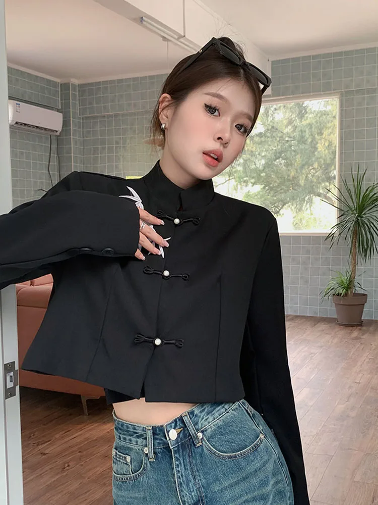 SONNEESD Summer Chinese Style Diablo Streetwear Shirt Vintage Turnbuckle Single-Breasted Harajuku Black Short Blouses Shirt