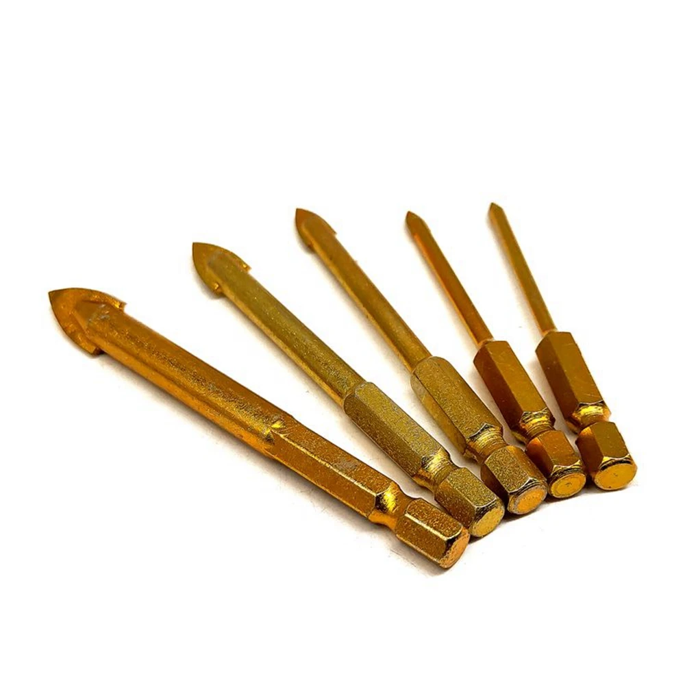 5Pcs Multifunctional Glass Drill Bits Set 3mm 4mm 6mm 8mm 10mm Hex Shank for Ceramic Tile Marble Mirror Glass Cutter