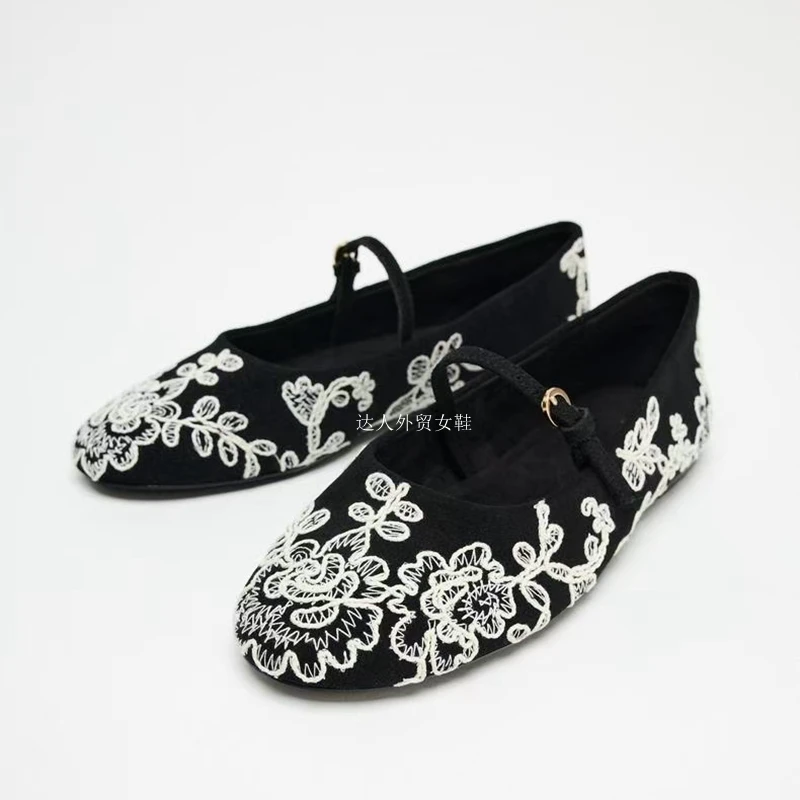 靴女性-2025-カジュアル女性スニーカーバレエフラット浅い口ラウンドトゥレディースシューズ新しい夏のバレリーナブラックドレス