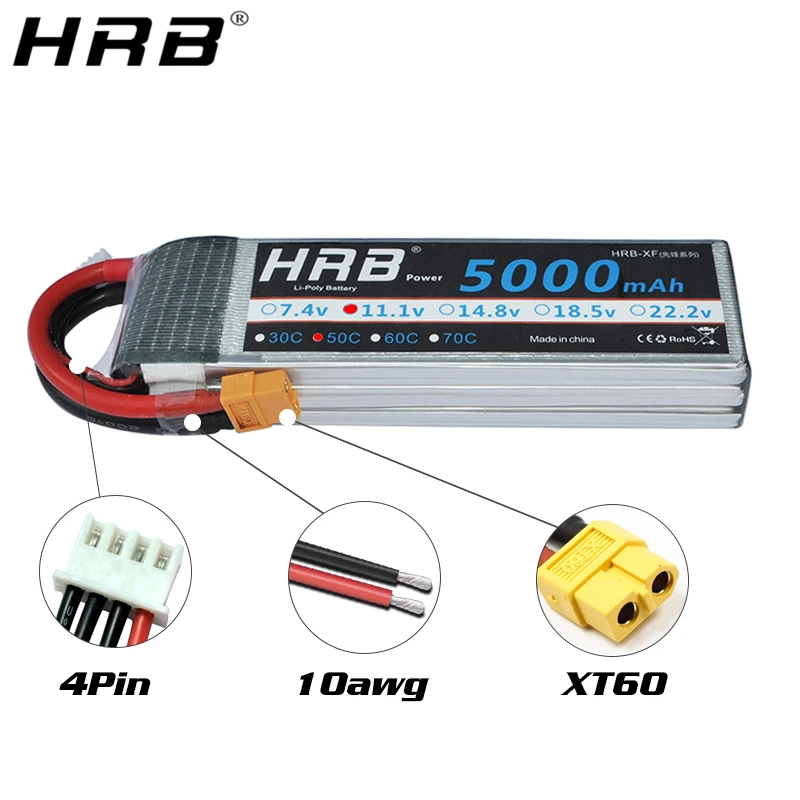 HRB Lithium Battery 4S 14.8V 5000mAh 6000mAh 3300mAh 4000mAh 10000mAh 12000mAh 22000mAh XT60 Remote Control Toy Accessories