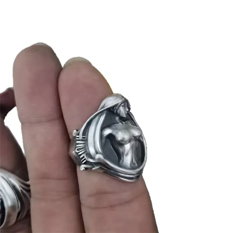 Sexy Beauty Ring Three-dimensional Fashion Art Unique Personality Design Retro High-end Index Finger Ring Jewelry