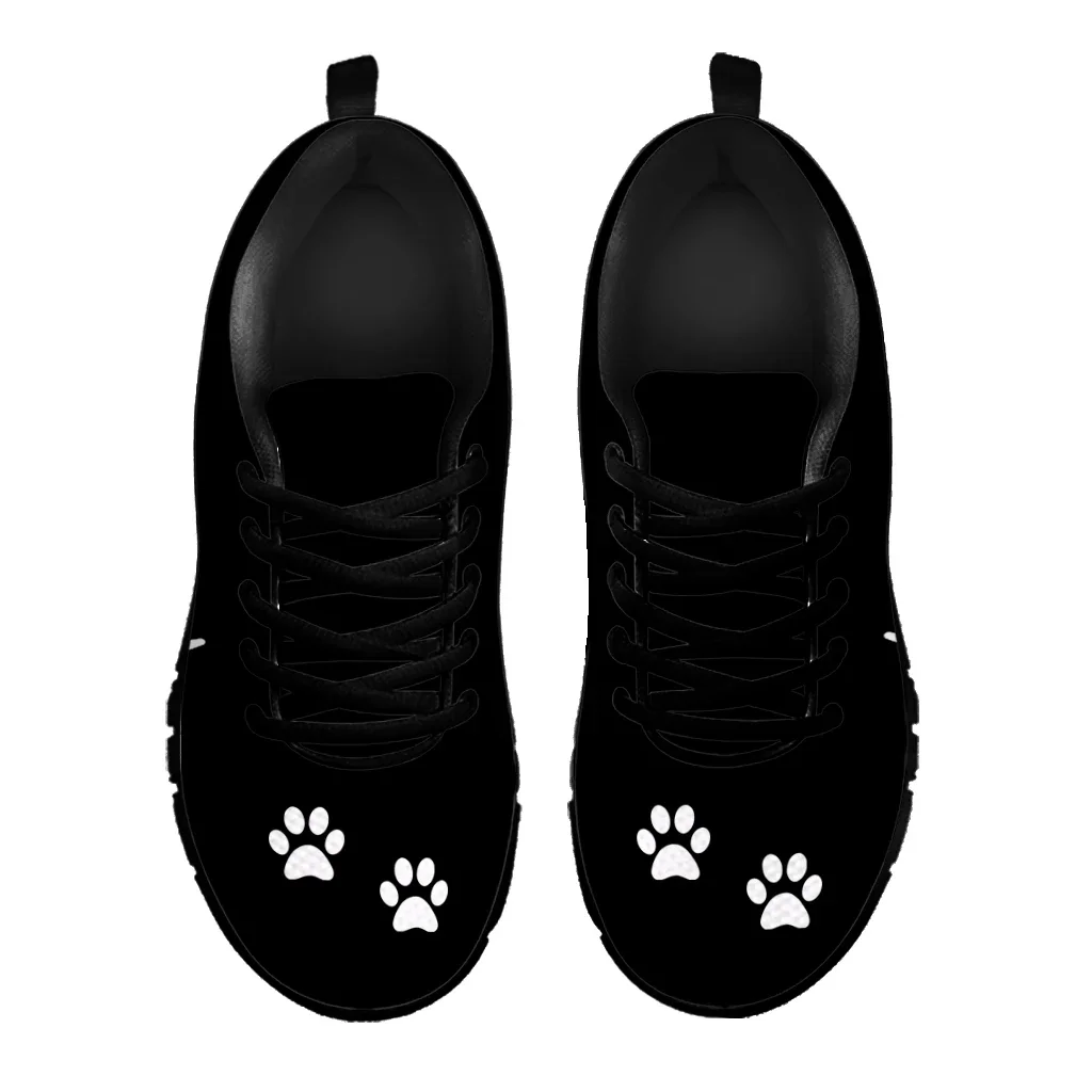 Black Dog Paw Print Shoes ECG Design Brand Fashion Sneakers Nursing Shoes For Women Animal Palm Print Zapatos Planos Custom Made