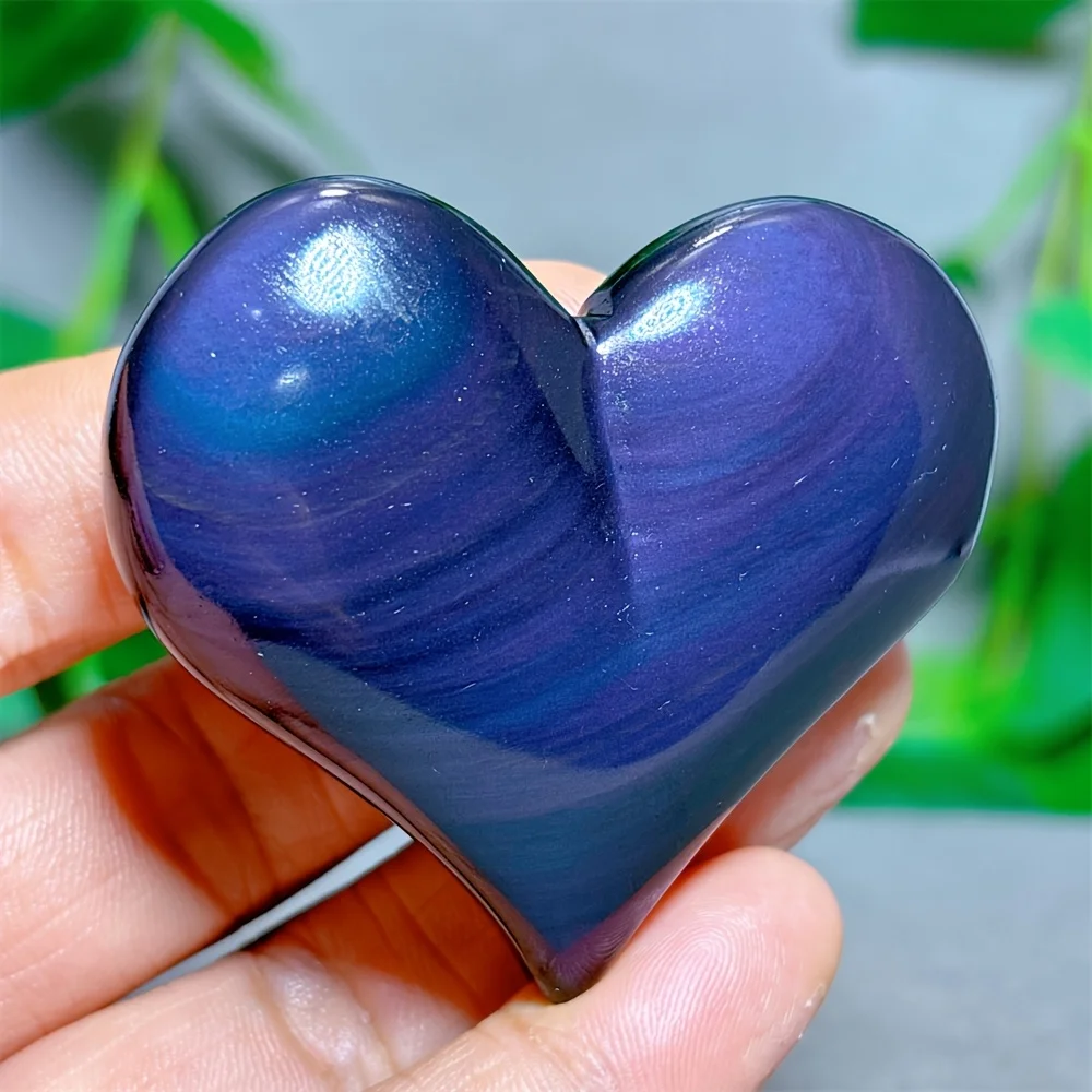 1Pc Heart-Shaped Rainbow Obsidian Crystal Stone Multi-Color Iridescent Perfect Gift for Holidays Festive Decoration Home Decor