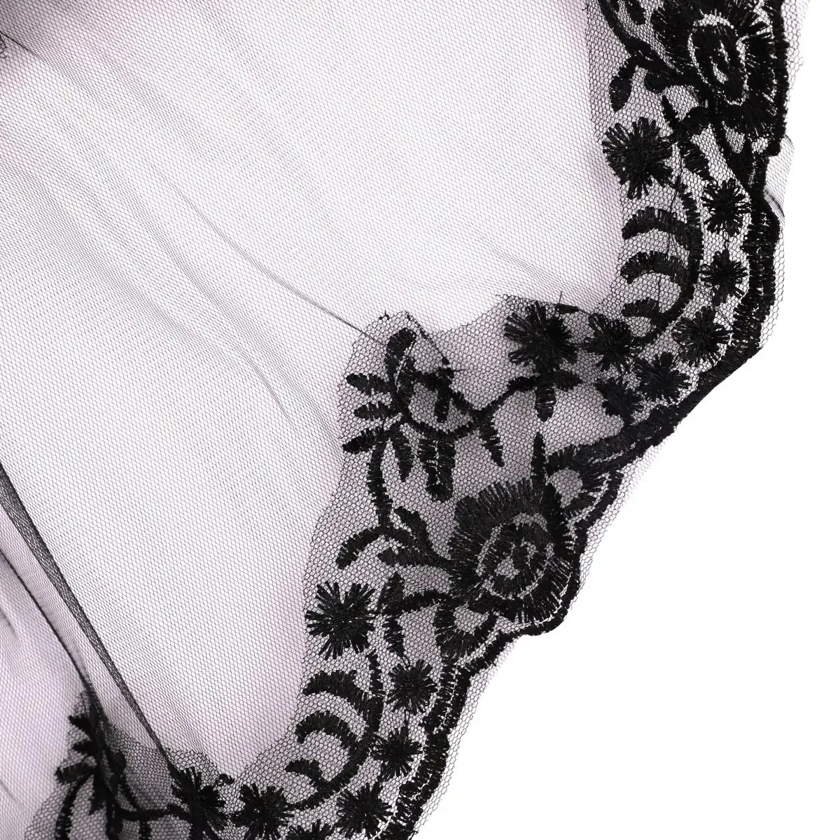 Women\'s Black Tulle  Lace Appliques Edge Party Wedding Halloween for Hen Cosplay
