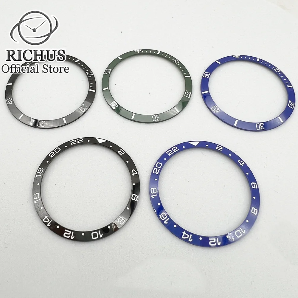 34mm*28.7mm Ceramic Watch Bezel  Black/Blue/Green Insert Bezel Ring Fit 36mm Watch case