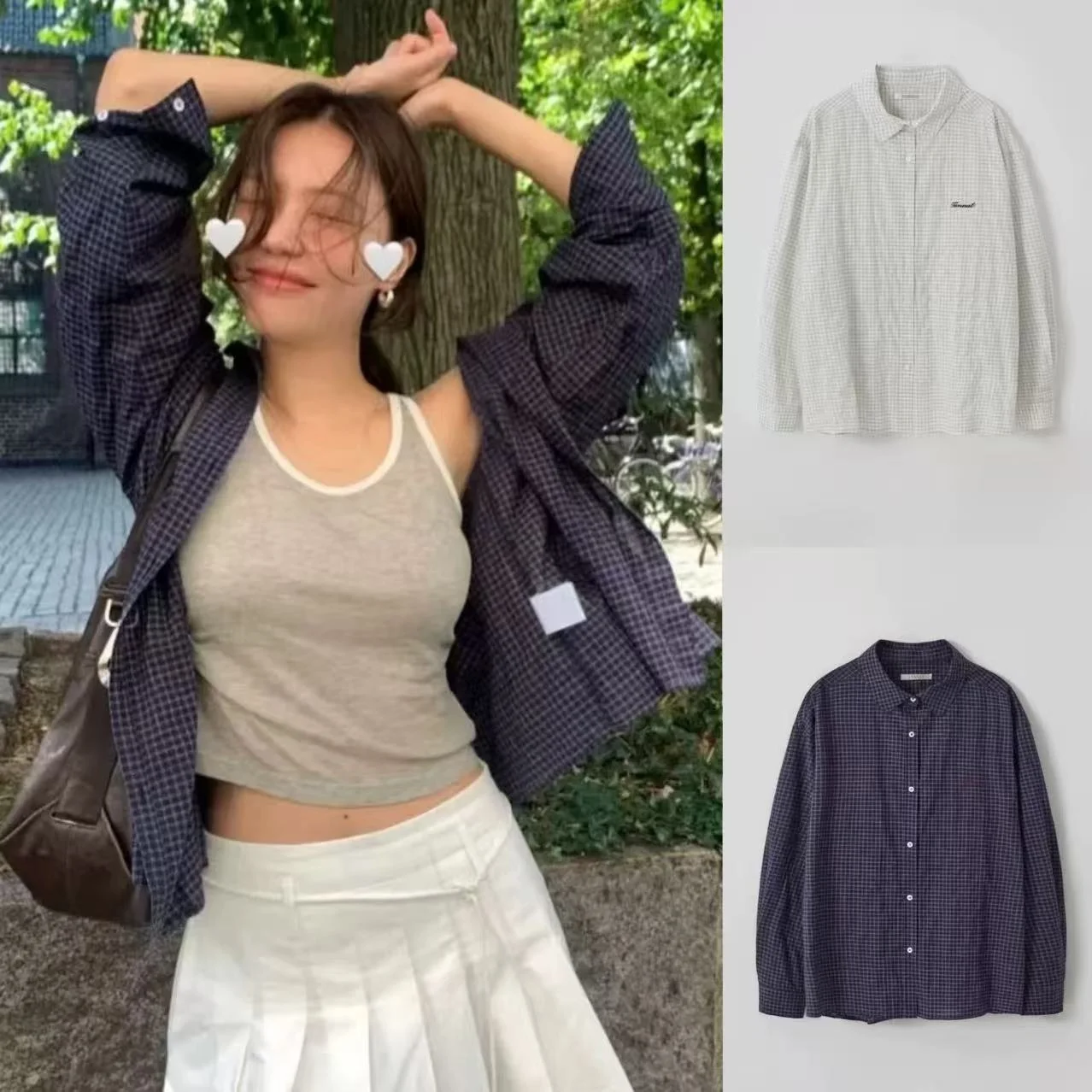 

Свободный крой в клетку Long Sve irt, повседневный винтажный женский топ с отложным воротником и одной пуговицей, осень-зима Faion