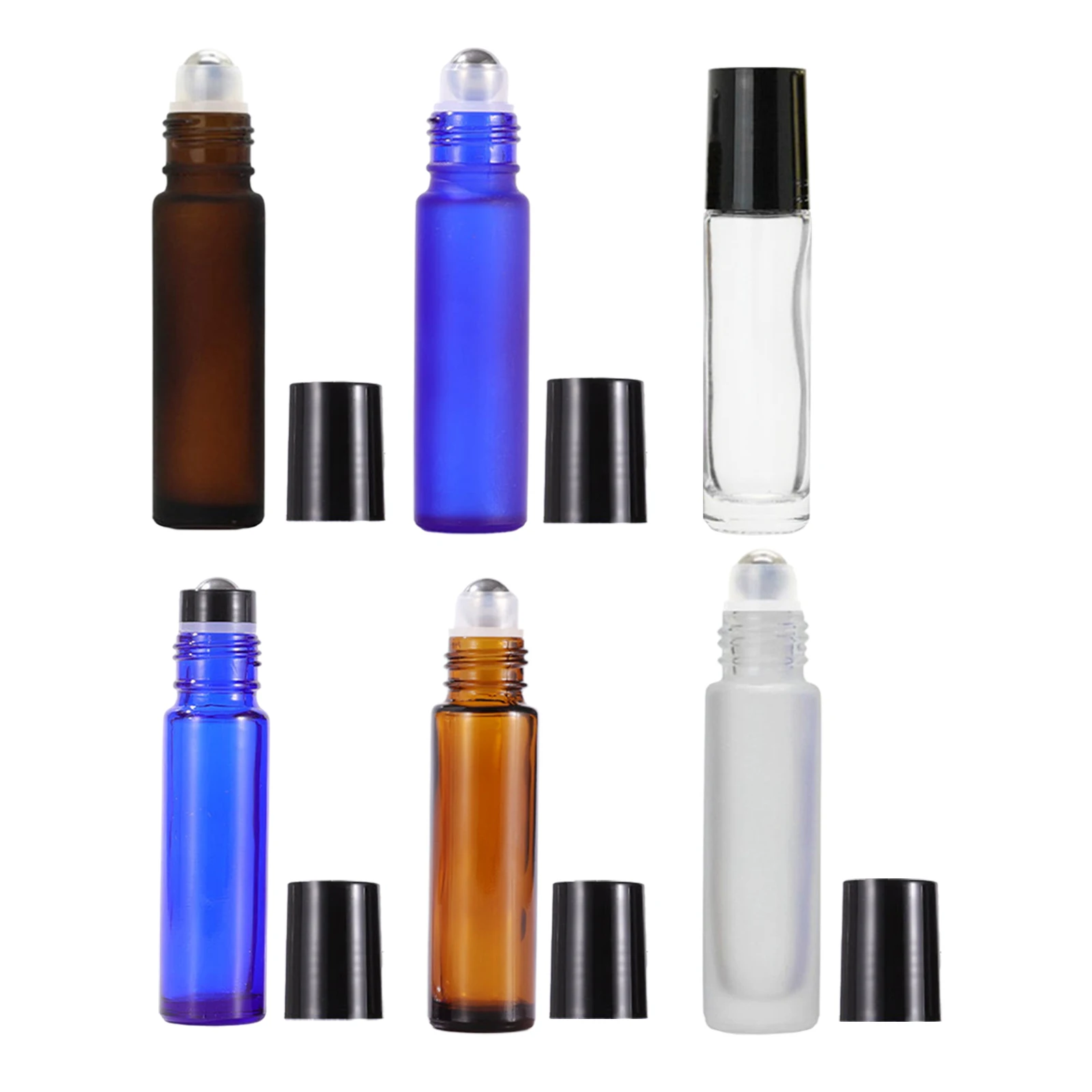 10 Pieces Glass Roll On Bottle 10ml Aromatherapy Essential Oil Vials Stainless