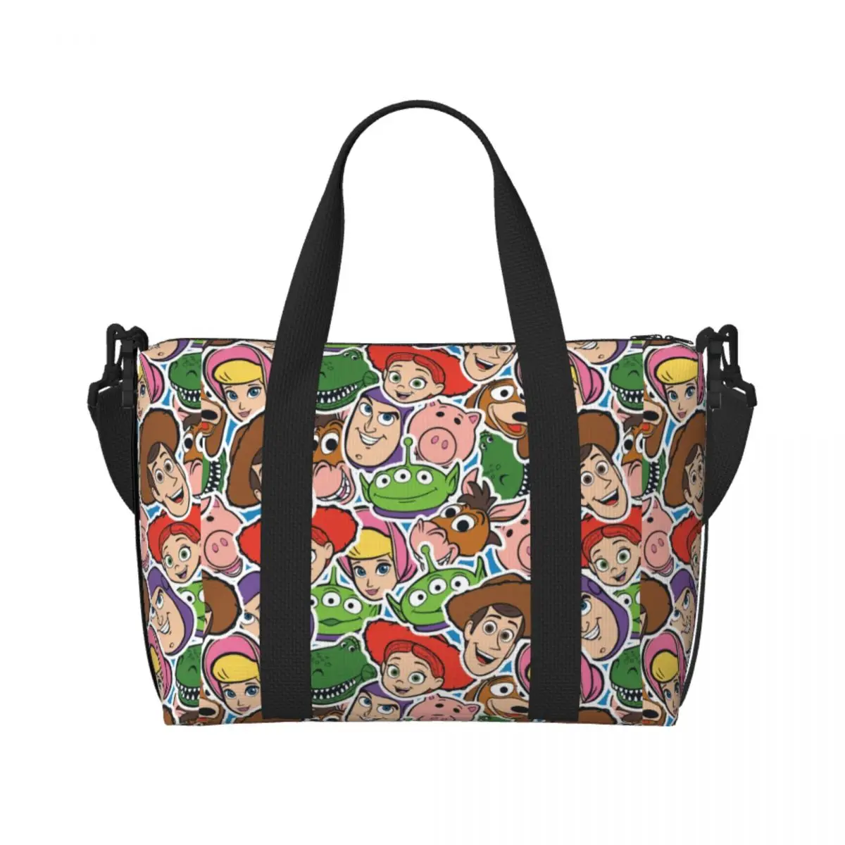 

Custom Large Toy Story Toy Group Tote Bag Women Shoulder Shopper Beach Gym Travel Bag