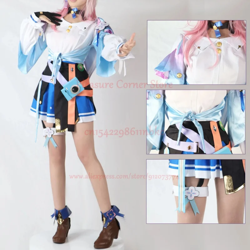 Game Honkai: Star Rail 7th March Cosplay Costumes Uniform Outfit Halloween Party Women Pink Wig March 7th Cosplay Costume Wigs