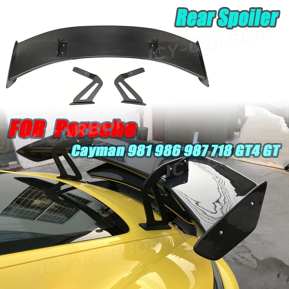 

JCYECF сухой автомобильный задний спойлер из углеродного волокна, хвостовые крылья для Porsche Cayman 981 986 987 718 GT4 GT 2016-2019, внешнее украшение автомобиля