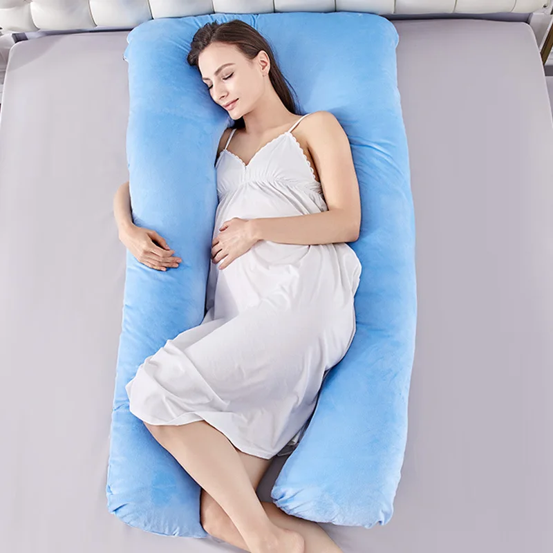 Side Sleep Pillow with Abdominal Support Comfortable U-shaped Multifunctional Crystal Velvet Pregnant Women's Waist Protection