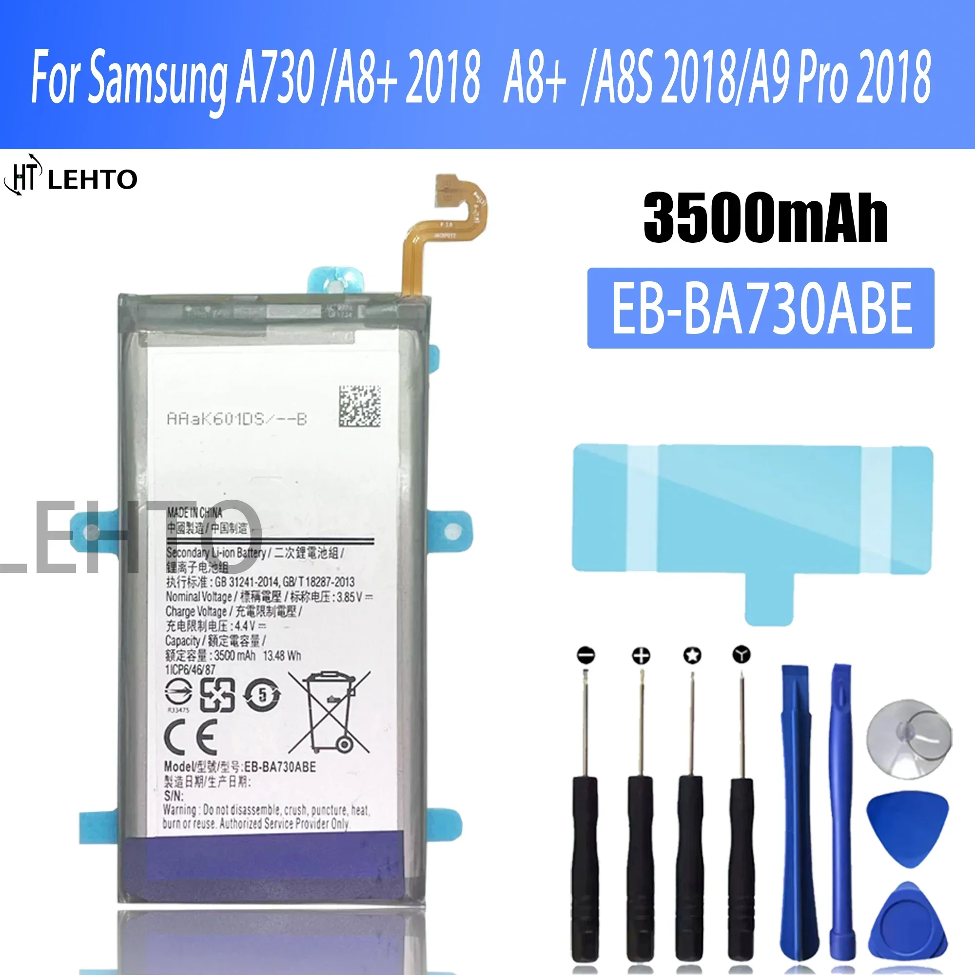 100% high capacity Battery EB-BA730ABE For Samsung A8+ 2018 version A8 plus SM-A800J SM-A800S EB-BA730ABA 3500mAh+tools