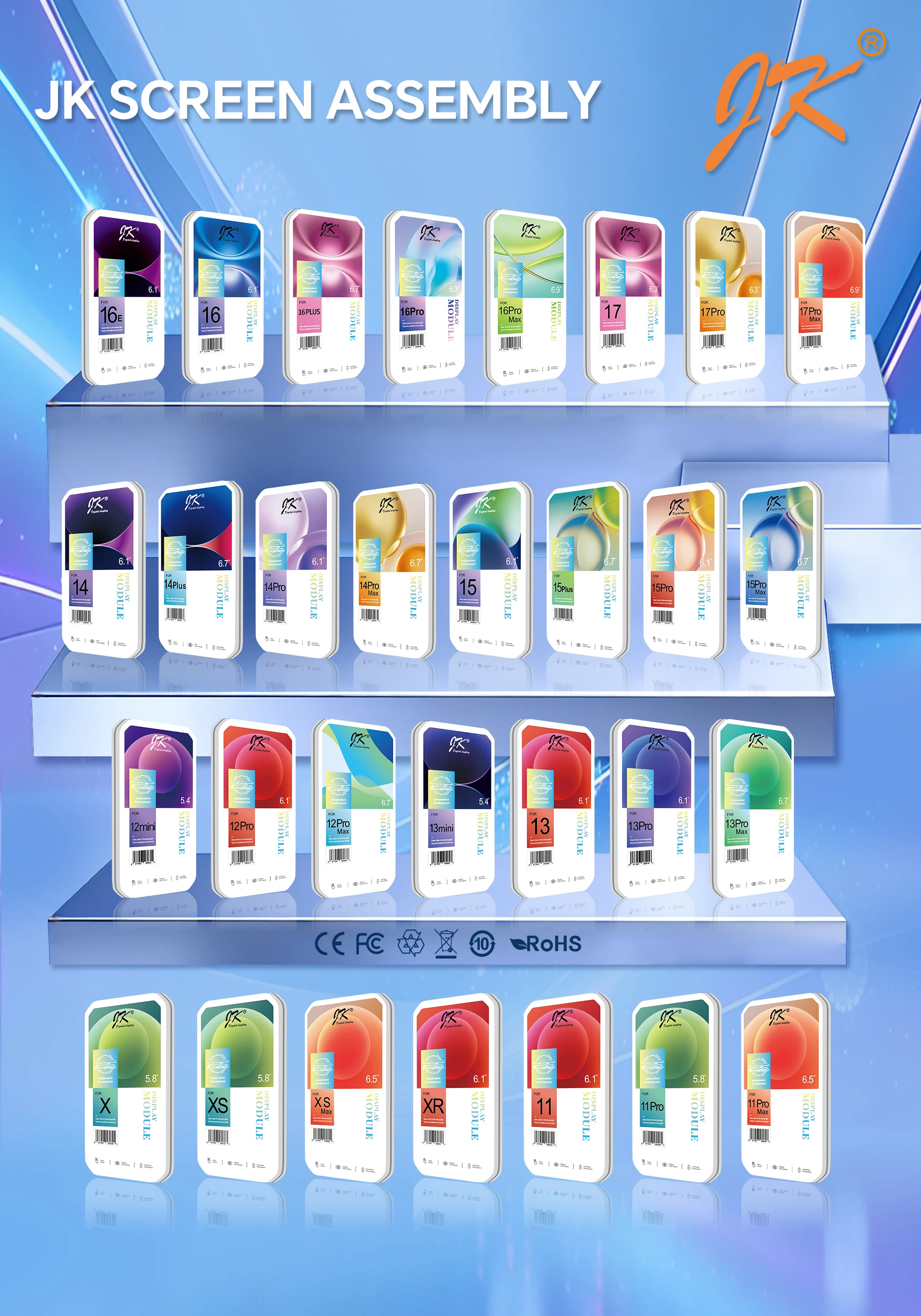 Großhandel 3 Stück LCD-Display für iPhone 17 X XR XS MAX 11 12 12 Pro MAX JK Incell 13 14 Plus 15 Promax 16 LCD-Ersatzbildschirm – Detail 3