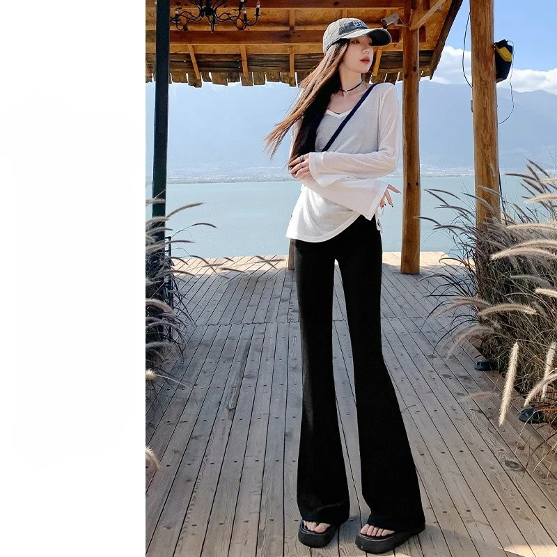 Yoga Pants Straight Leg Women Cropped Light Gray Style Harajuku Leisure Stripe Printing Fleece Lined Mujer Squat Blue Geometric