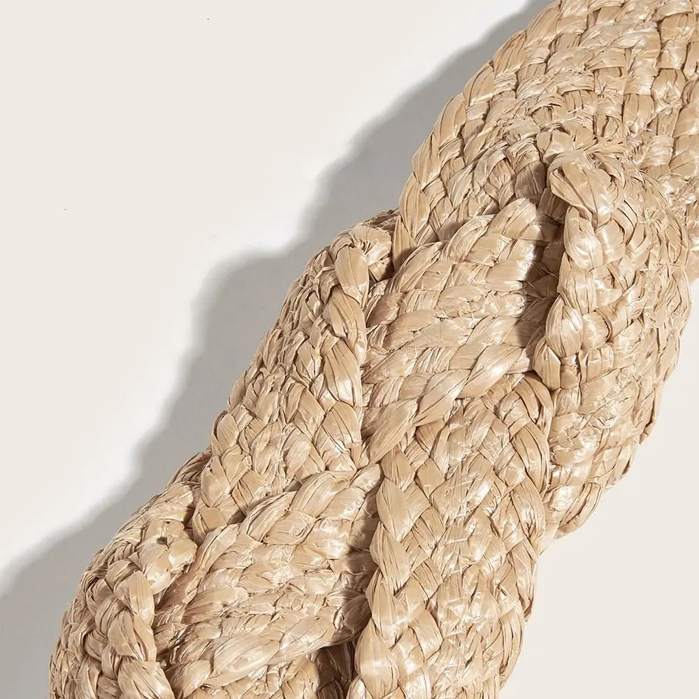 Women\'s Chinese Knot Imitation Straw Knit Boho PP Waistband Lady Decorative Dress Wide Belts for Women