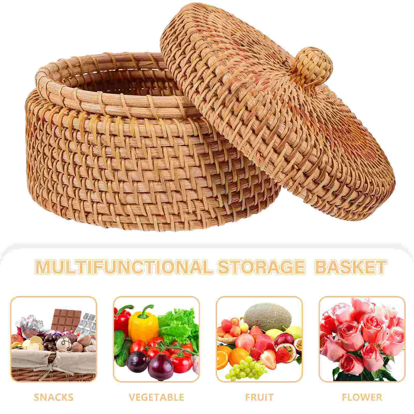 Handmade Storage Box Decorative Boxes with Lids Home Basket Jewelry Tray Bins Rattan Organizer Container Sundries Decorate