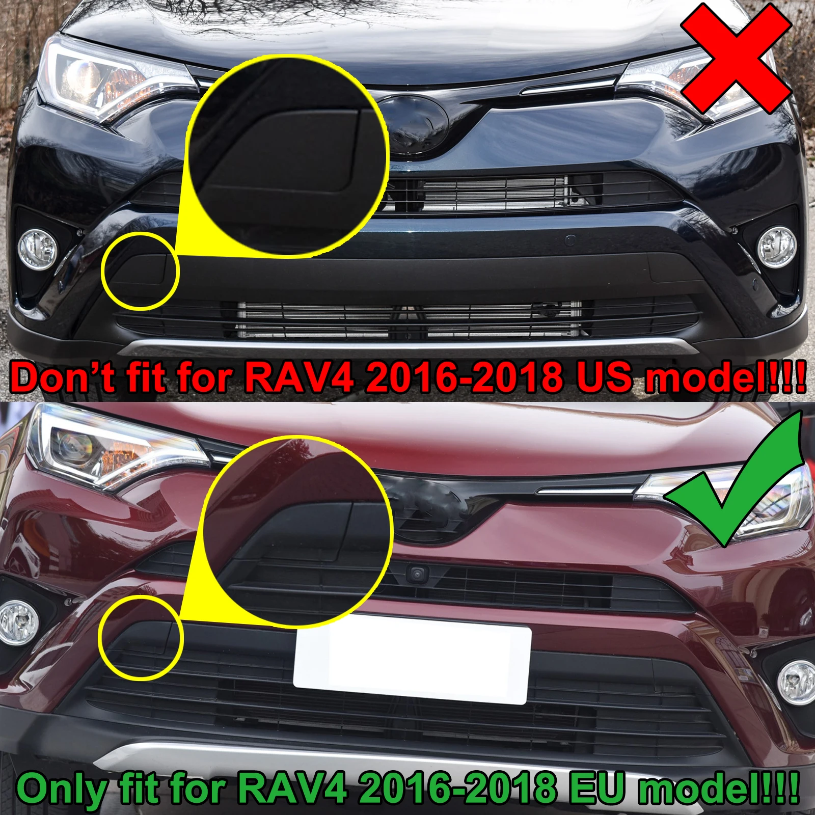 2pcs Front Tow Hook Cover Bumper Towing Trailer Right Left Cap For Toyota RAV4 XA40 2016-2018 EU 532850R080 532860R080 Car Parts