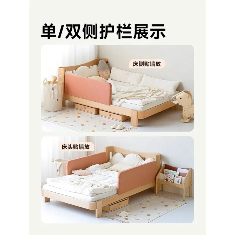 Siblings do not disturb each other Children's beds, all solid wood boys and girls single bed rooms