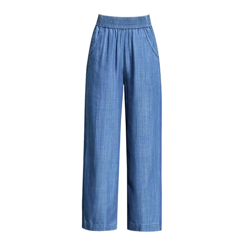 

2024 women summer loose straight jeans casual mid waist ankle-length pants all-macth women pants -