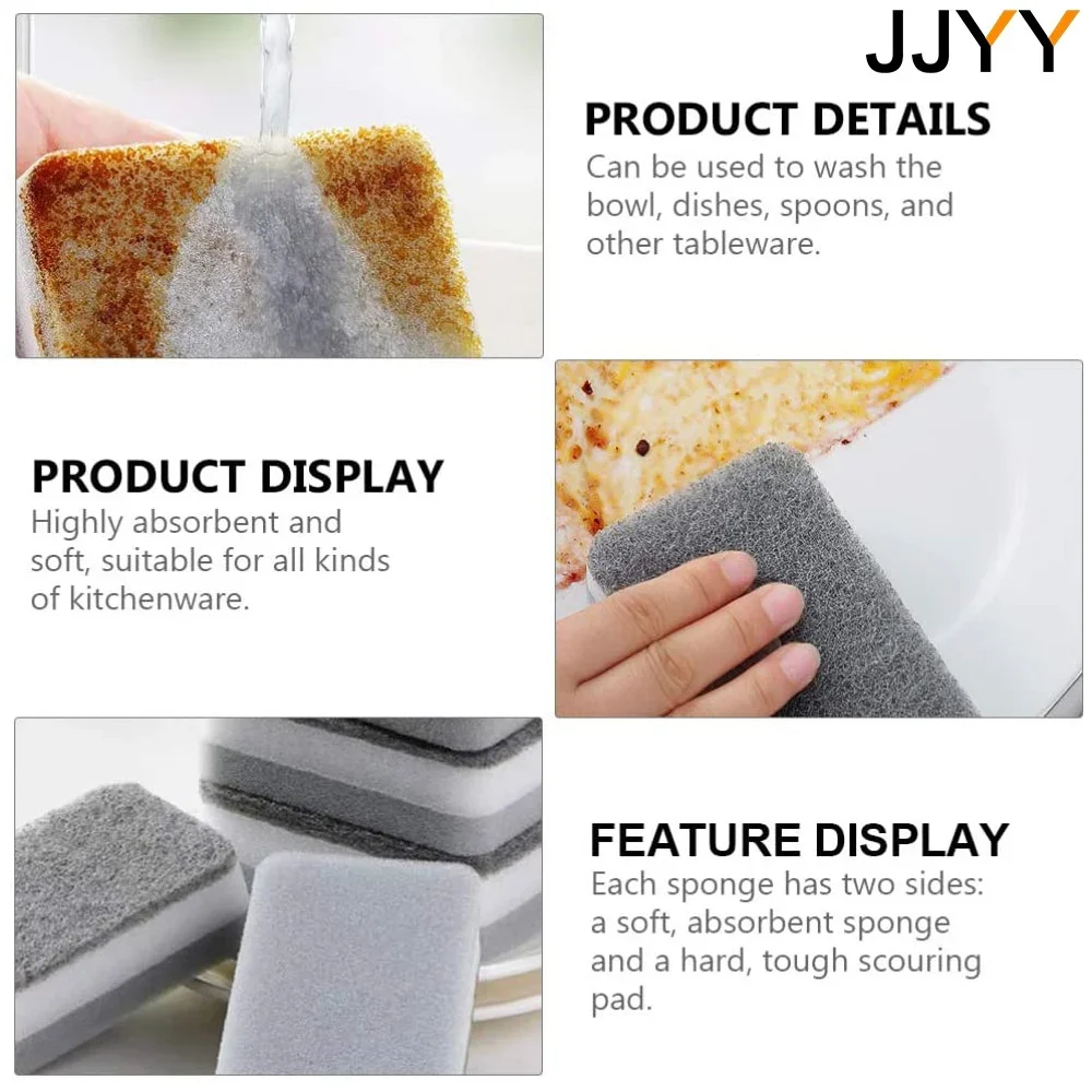 Magic Sponge Dish Scrubber Non Scratch Double Sided Kitchen Cleaning Scrubbing Pad Triple Layer Super Absorbent Dishwashing Tool
