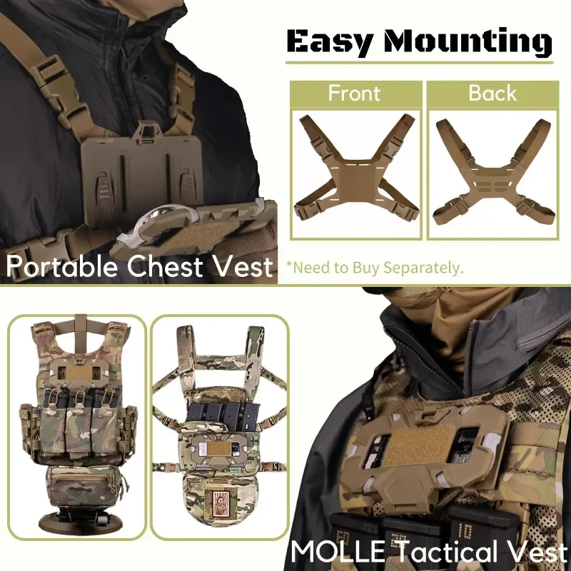 Airsoft Plaat Carrier Molle Telefoon Carrier Outdoor Navigatieplaat, Snelle Toegang Opvouwbare Houder Vest Borst Rig Mount