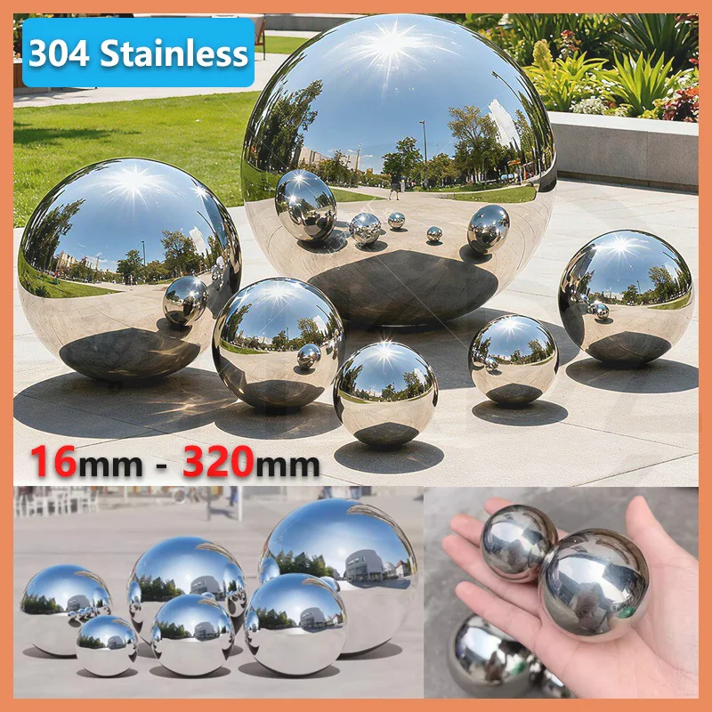 

304 Stainless Steel Hollow Ball 16mm -320mm Mirror Polished Smooth Finish Decorative Ball Sphere Home Office Desk Decor