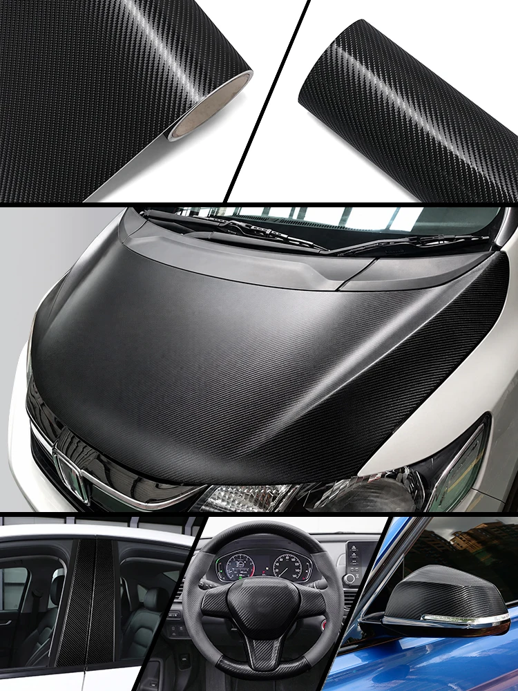 Pellicola in vinile effetto fibra di carbonio 4D per il rivestimento del cofano motore, pellicola adesiva senza bolle d'aria, adesivi in fibra di carbonio per cofano e tetto, accessori per la