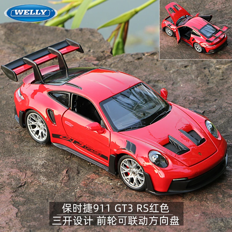 

WELLY 1:24 Porsche 911 GT3 RS 992 Sports Car Imitation Alloy Finished Car Model Toy Collection Gift BB105