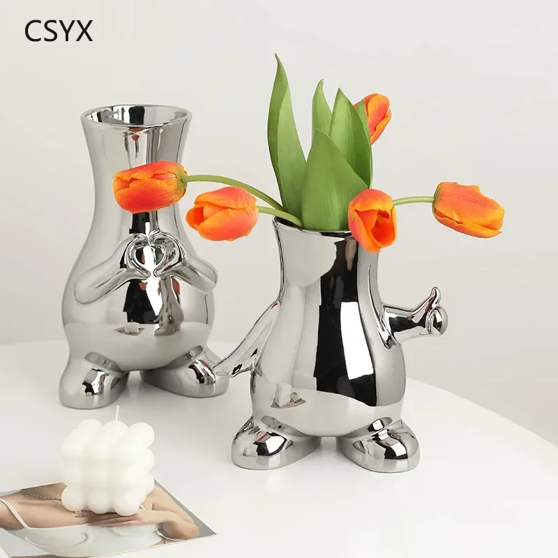 

Cream Ceramic Small Vase High-end Home Living Room Flower Arrangement Dining Table Ornament