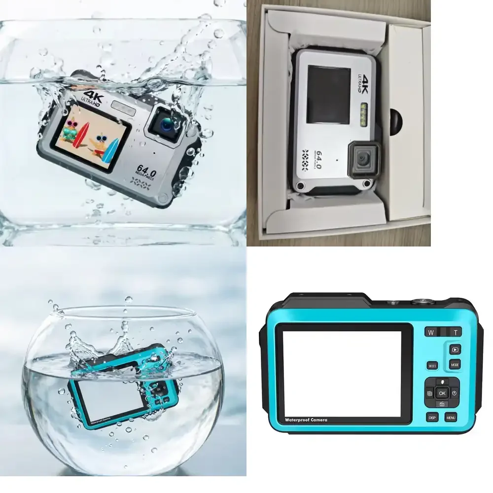 

Portable IP5 Waterproof Camera 64MP 4K UHD Video Auto Focus Support Webcam Mode 2.8 HD IPS Screen Streaming Camera