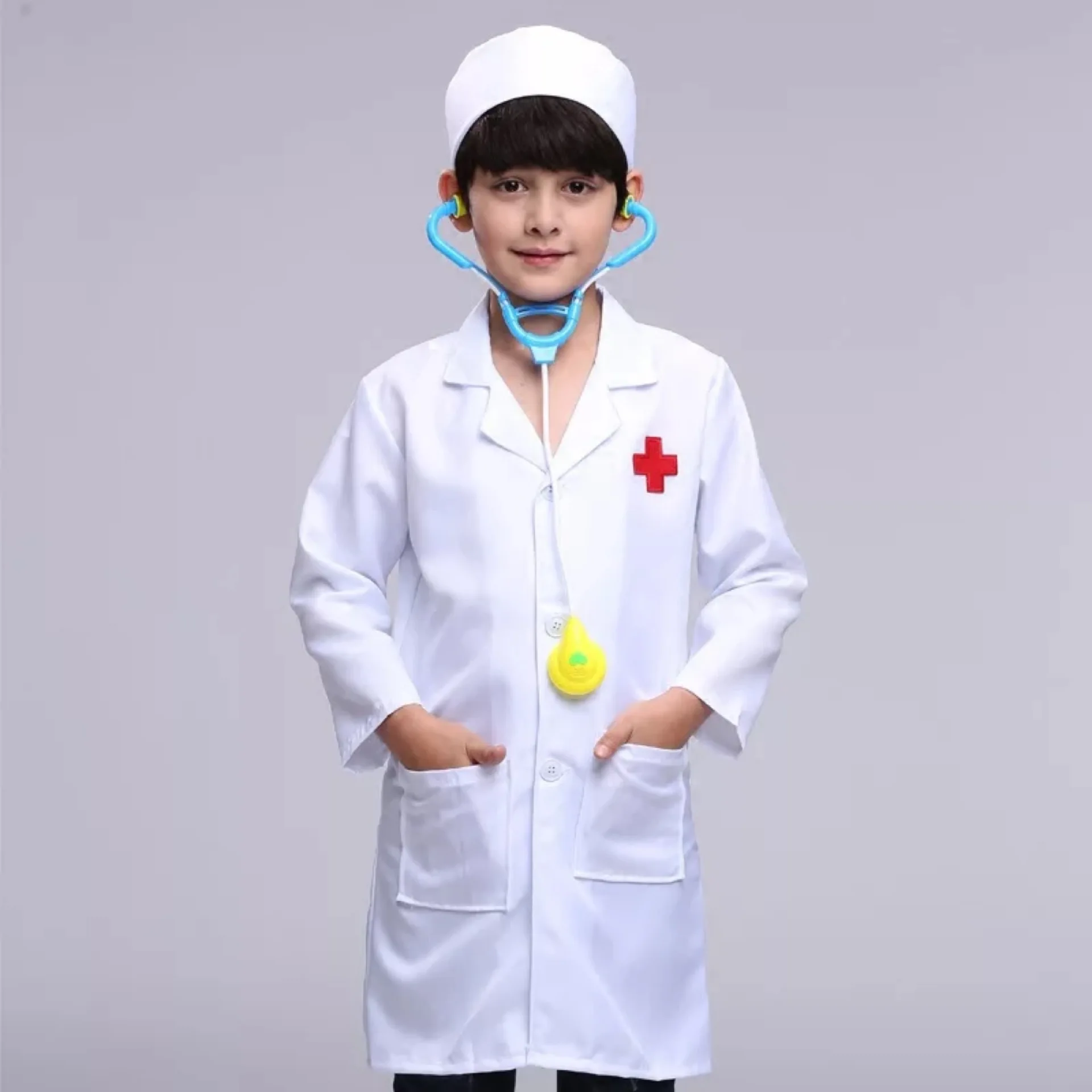 Children's doctor and nurse clothing, children's house play, white coat performance clothing, boys and girls professional perfor