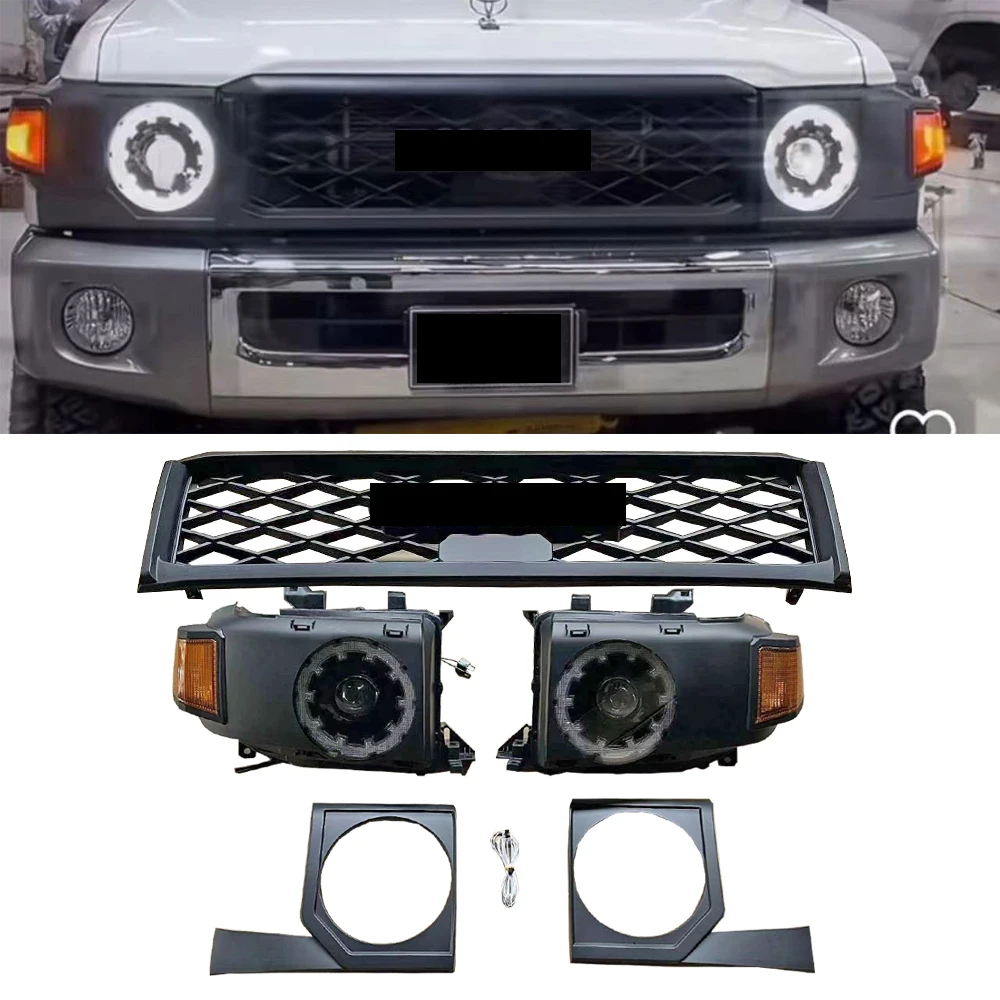 

Upgraded Body Kits Front Grille Headlights for Land Cruiser 70 76 79 Accessories LC79 LC78 LC76 HZJ76 07-23 Upgrade to New