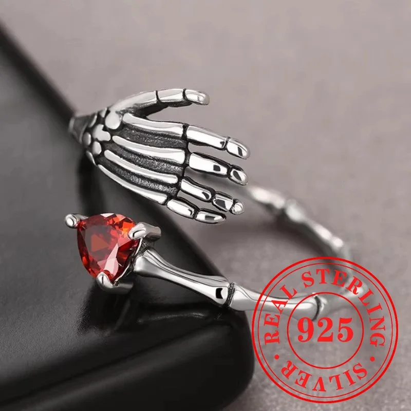 

Huitan Chic костяное кольцо на палец из стерлингового серебра 925 пробы с инкрустацией в форме сердца мужской аксессуар в винтажном стиле вечерние винтажные украшения