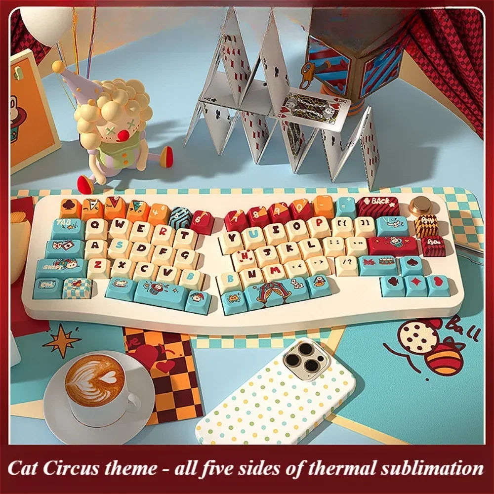 

Cat Circus, Keycap MDA PBT Sublimation Technology Keycap Set Suitable for HI75 61 84 96 98 99 104 F87 and other keyboards