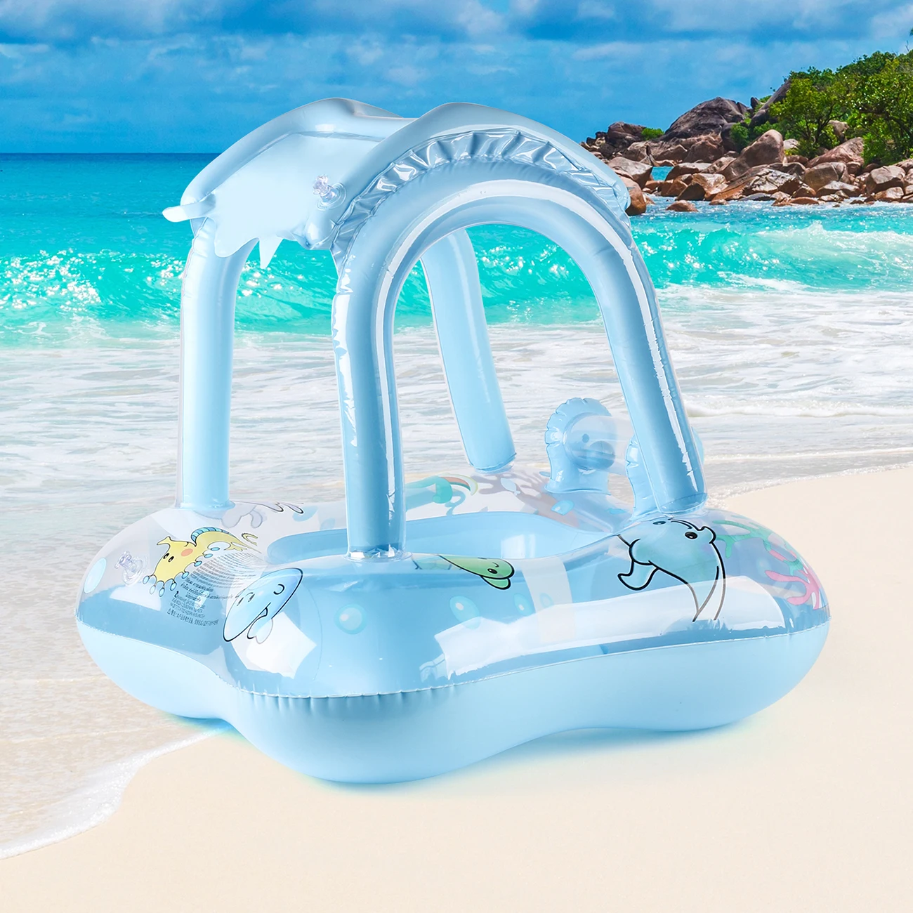 Baby Pool Float with Sun Canopy for Infants and Toddlers 4