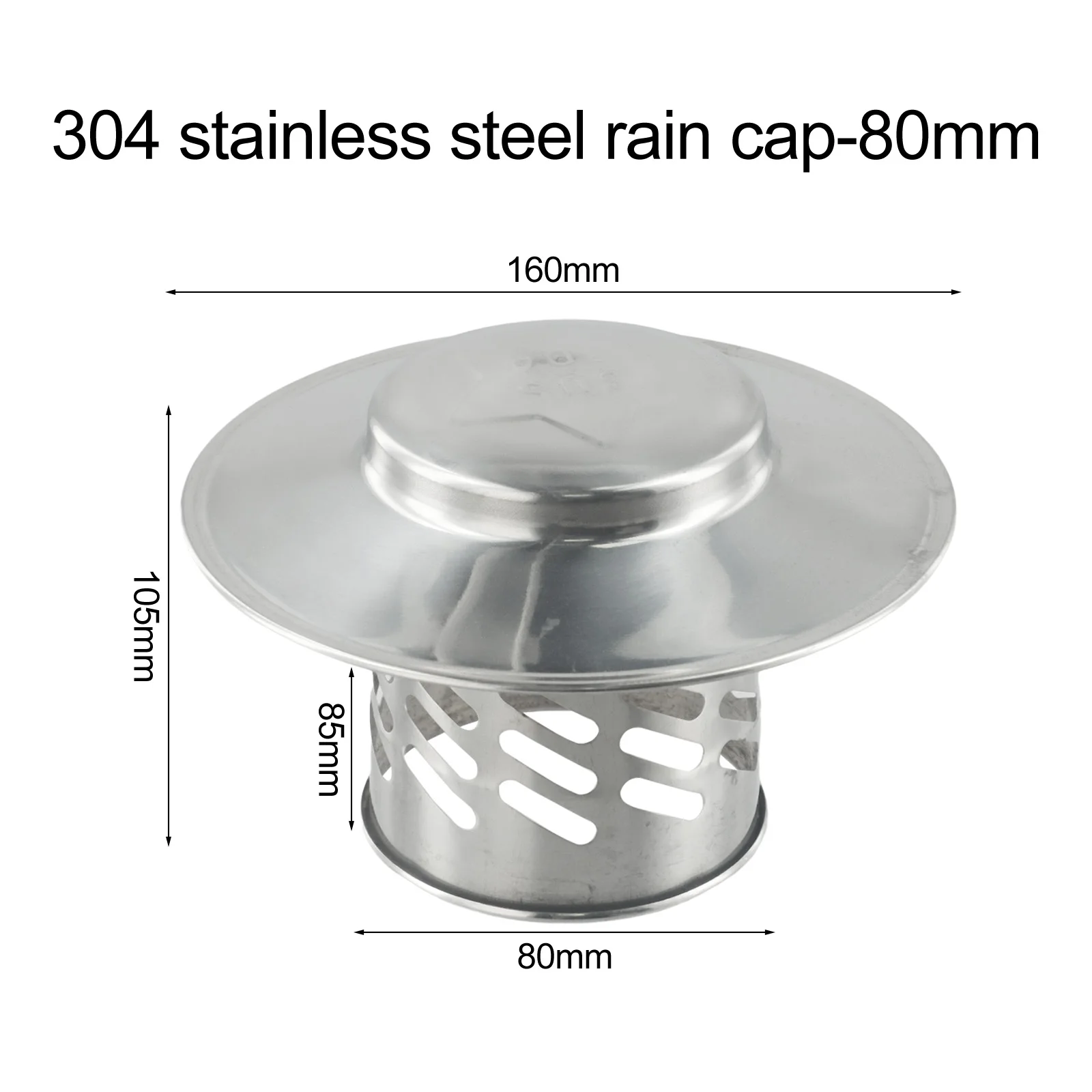 Tampa de chaminé de aço inoxidável, 80mm/110mm/160mm/220mm, parede externa, saída de ar fresco, tubo de telhado, exaustor para dutos de ventilação