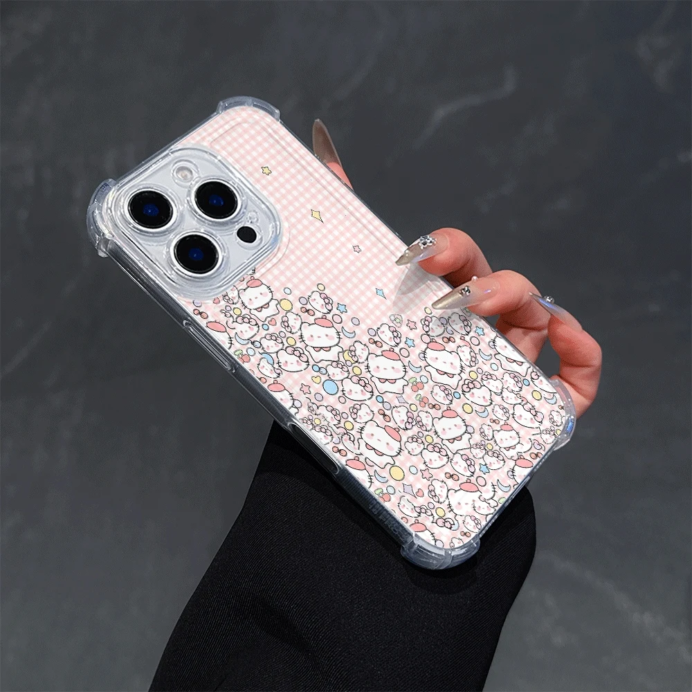 Sanrio funda de teléfono suave para IPhone 14 IPhone 16/15/14/13/12/11/x/xs/xs Max fundas de teléfono móvil para mujer Sanrio KT accesorio de moda