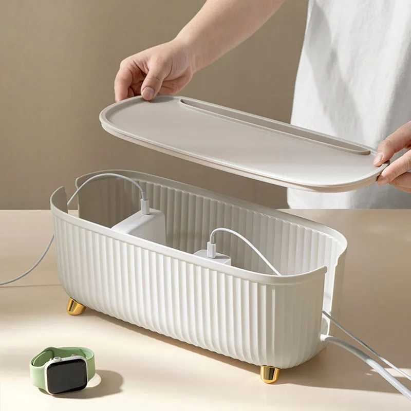 Stripe wire Cable Storage Case Organizer Box Socket Plug Wireless WiFi Router Board Bracket for Household Bedroom