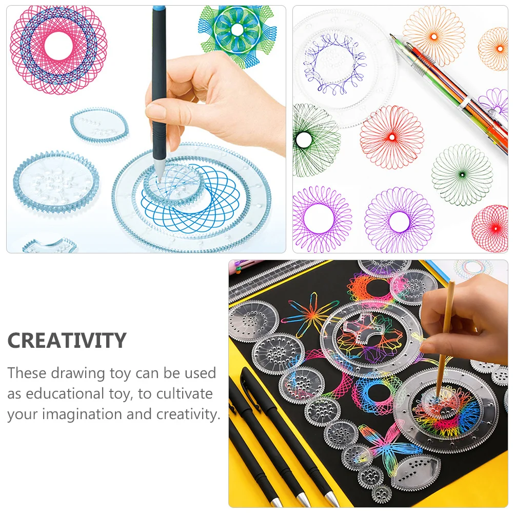 مجموعة رسم مسطرة منحنية مكونة من 22 قطعة، عجلات تروس متشابكة، مجموعة طلاء شفافة، لوازم فنية تعليمية، رسم إبداعي