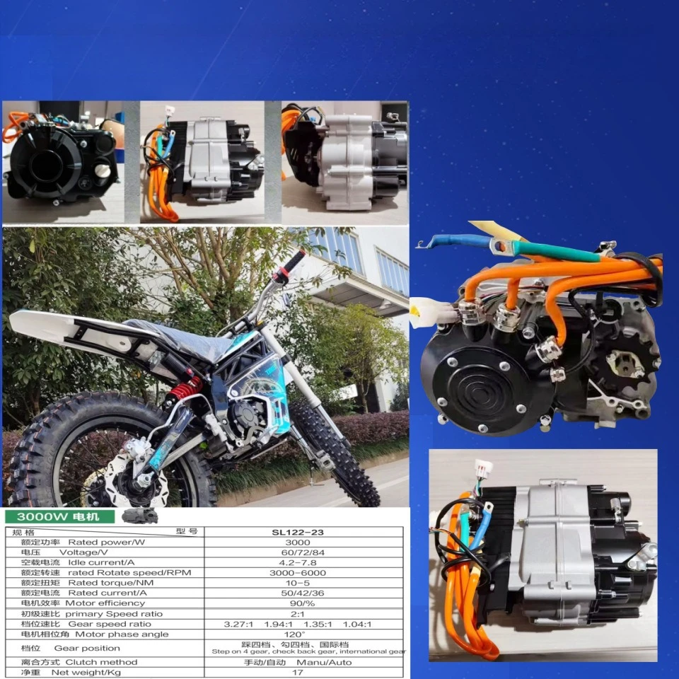 

72V 3KW Brushless Motor With 4 Speed Manual Gearbox Power Train For Off-Road Vehicle Gas To Electric Conversion ATV Dirt Bike