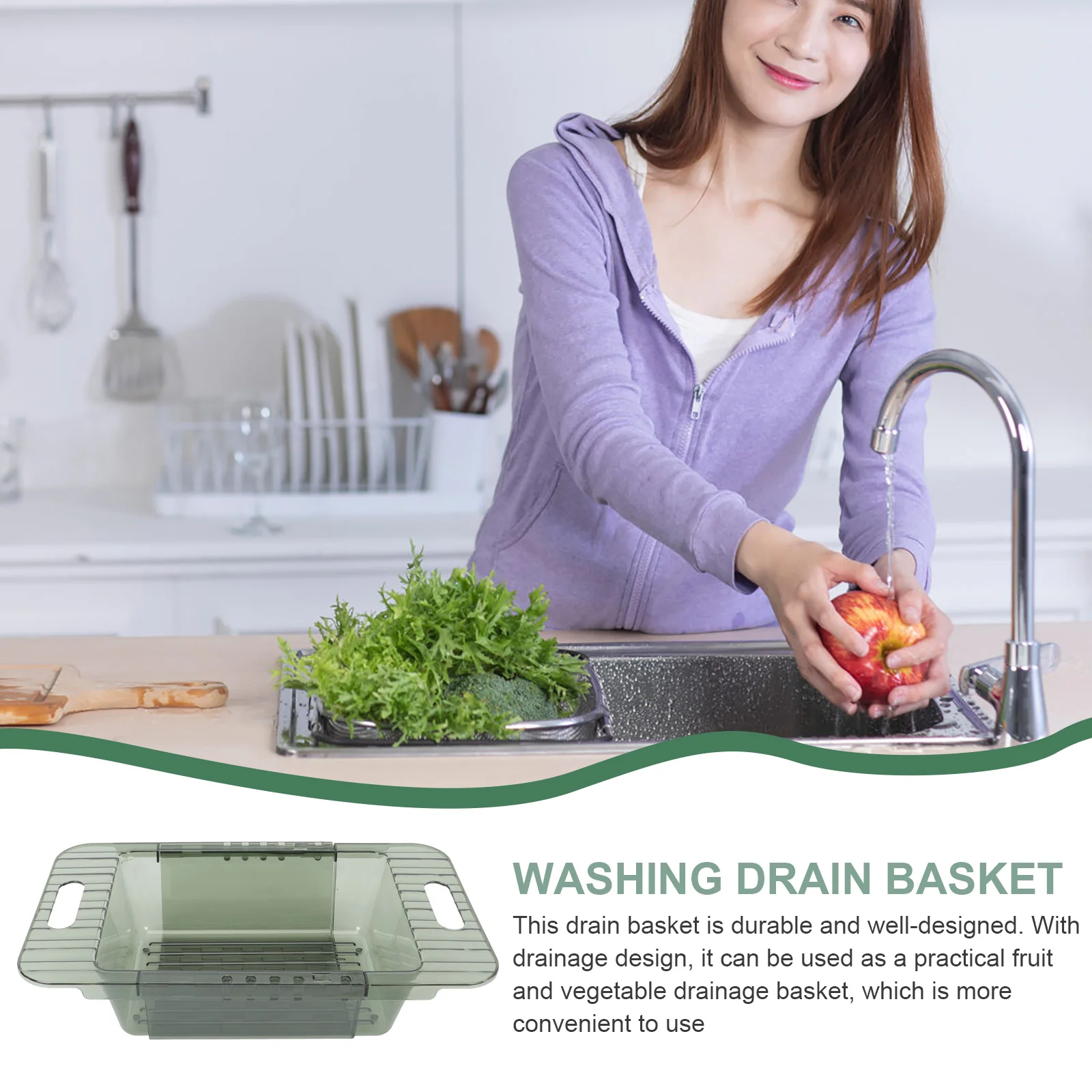 

Expandable Plastic Kitchen Sink Drain Basket Retractable Fruit Vegetable Washing Basket Practical Sink Strainer Draining Rack