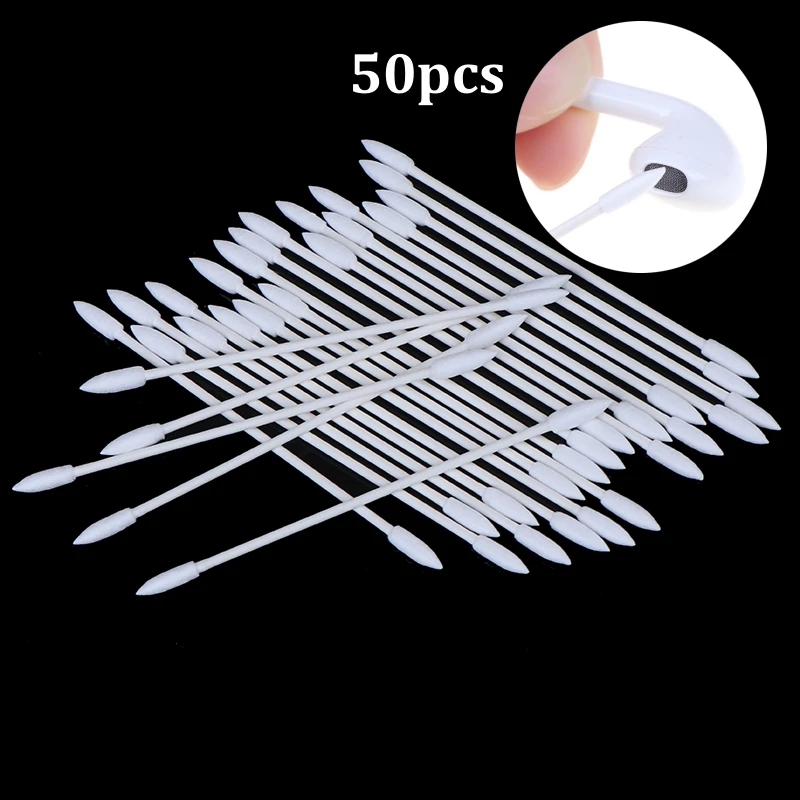 50Pcs Dust Free Disposable Cleaning Swab Cotton Stick For AirPods Earphone Headphone Phone Charge Port Accessories