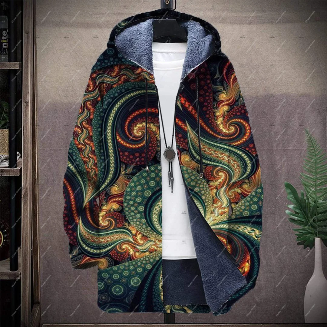 NewFashion Hippie Graffiti Gradient Vintage Retro Harajuku 3DPrint Windbreaker Casual Winter Overcoat Fleece Zip Plush Hoodies 5