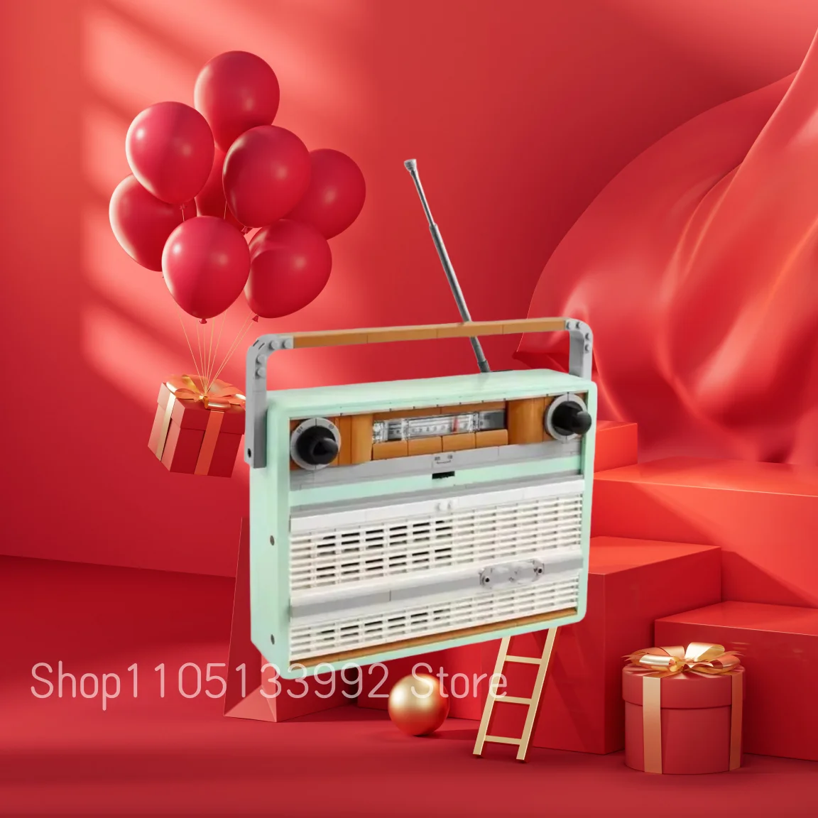 

2026 new creative icon retro radio model brick transistor radio brick building block kit toy children adult holiday Christmas gi