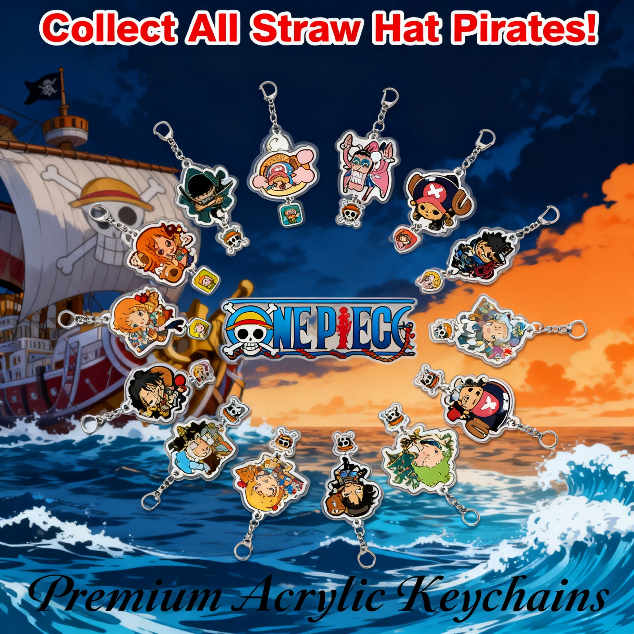 

One Piece Naruto Demon Slayer Anime Acrylic Keychain Pendant Luffy Zoro Chopper Cosplay Gift for Fans Collection Acrylic Charm