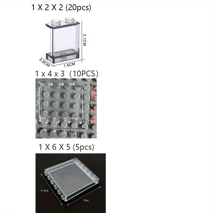 MOC Transparent Brick Window Glass House building block Wall Panel 87552 60581 59349 Brick Accessories Parts Assembles Particles