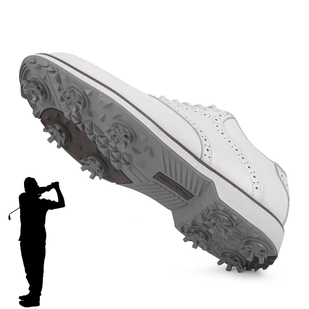 

Fashionable Golf Shoes, Outdoor Casual Walking Shoes, Men's Classic White Grass Anti Slip Golf Sports Shoes, Sizes 39-49