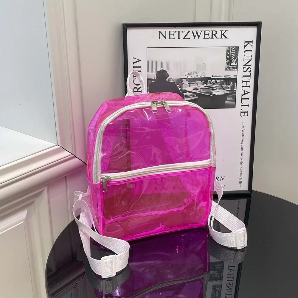 Clear PVC Transparent Backpack Adjustable Straps Multifunctional Pockets PVC School Bag Water-Resistant Waterproof