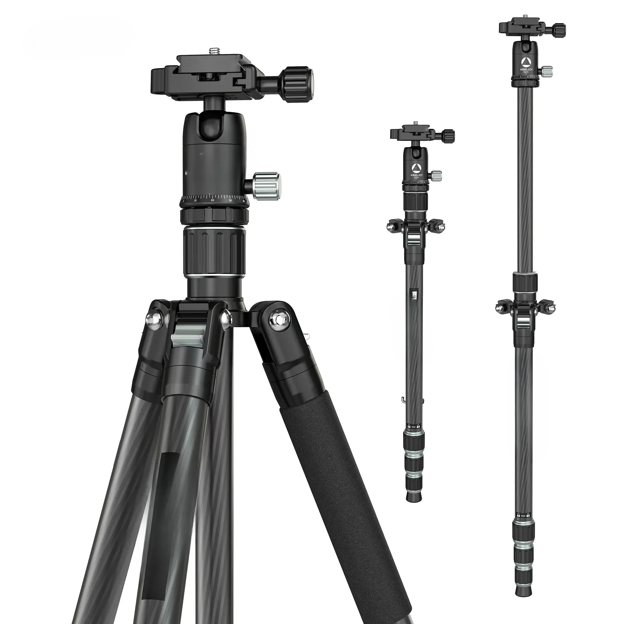 KINGJOY G55C Professional trepied Lightweight Carbon Fiber Stativ Foldable Camera Tripod Stand with Ball Head G0 for Travel