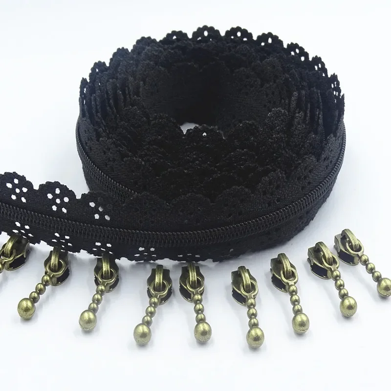 1M 2 Zipper Puller 3# 20 Color Nylon Lace Six Hole Zipper Used For Sewing And Skirt Clothing Accessories